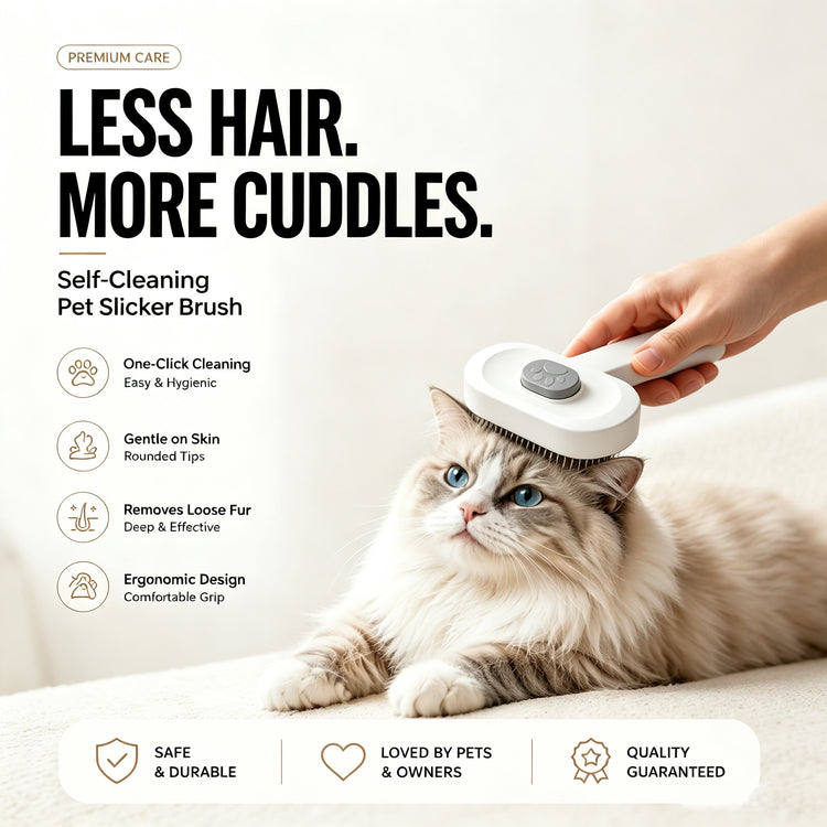 Self Cleaning Slicker Brush FurEase Dog & Cat Grooming