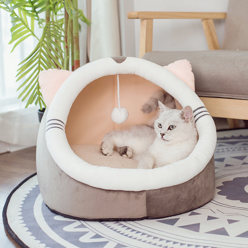 Winter Cat House PurrLuxe Velvet Cozy Enclosed Bed