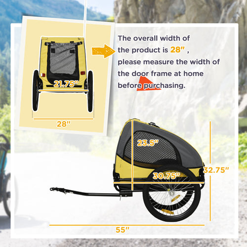 Dog Bike Trailer Foldable Pet Bicycle Trailer for Medium Dogs