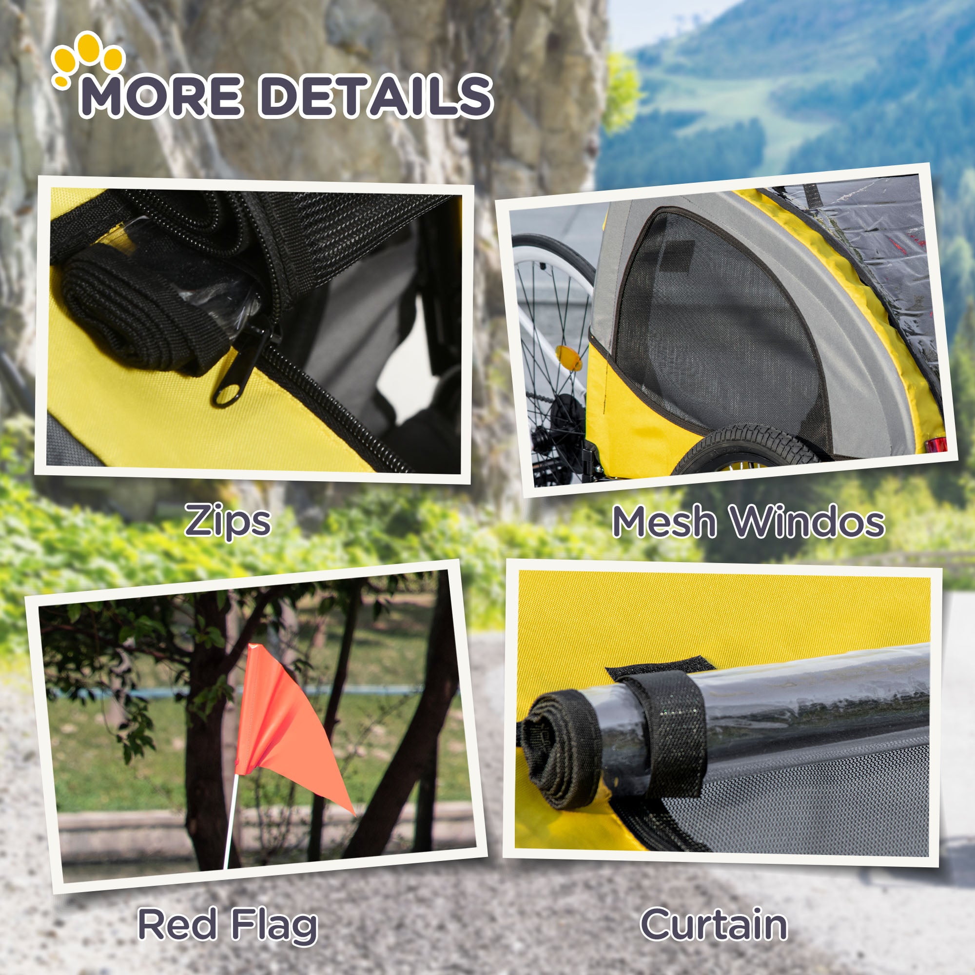 Dog Bike Trailer Foldable Pet Bicycle Trailer for Medium Dogs