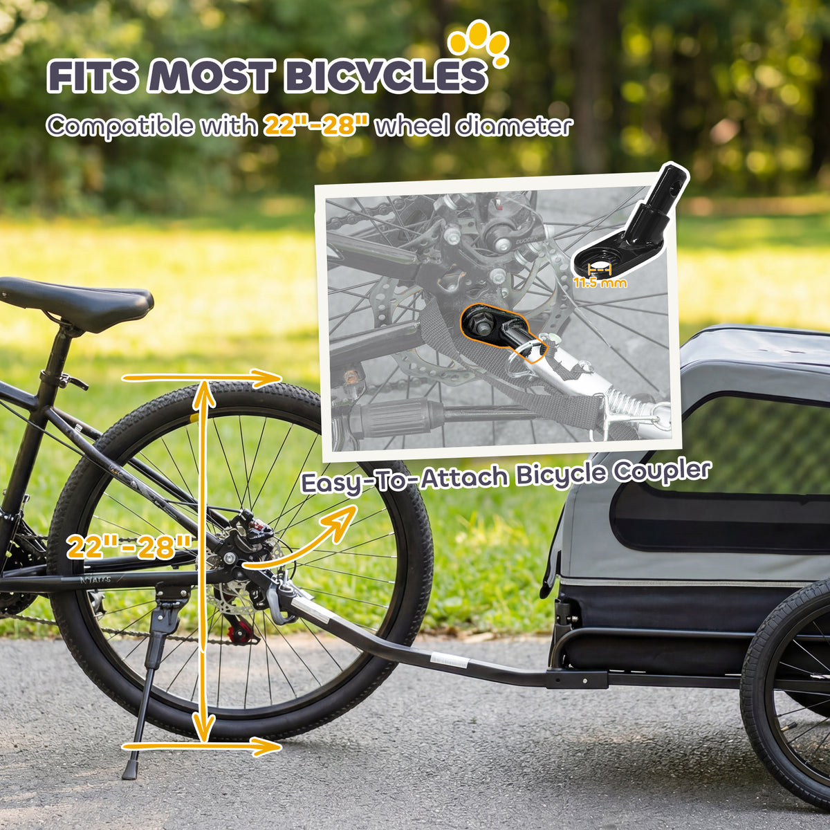 Dog Bike Trailer Foldable Pet Bicycle Trailer for Medium Dogs