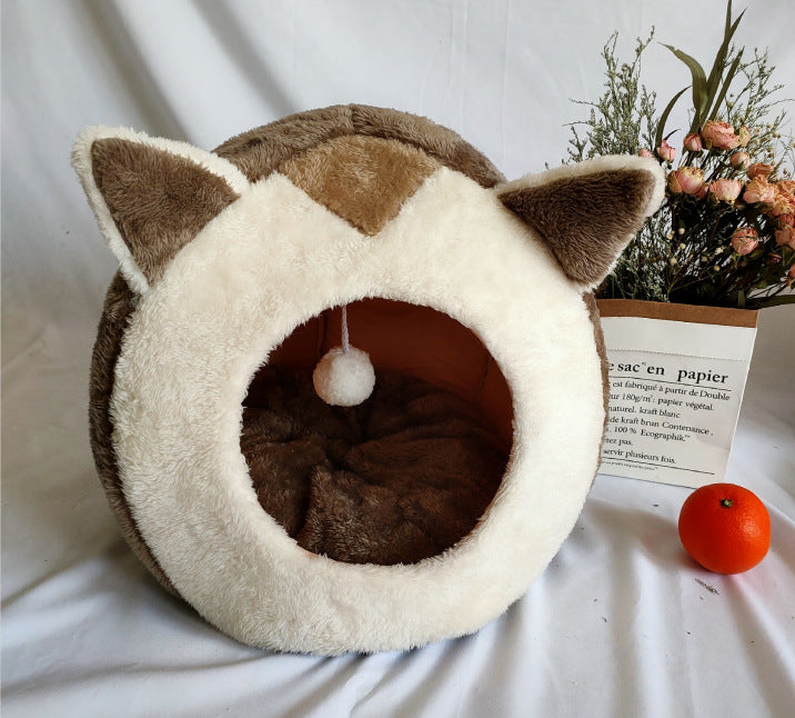 Winter Cat House PurrLuxe Velvet Cozy Enclosed Bed