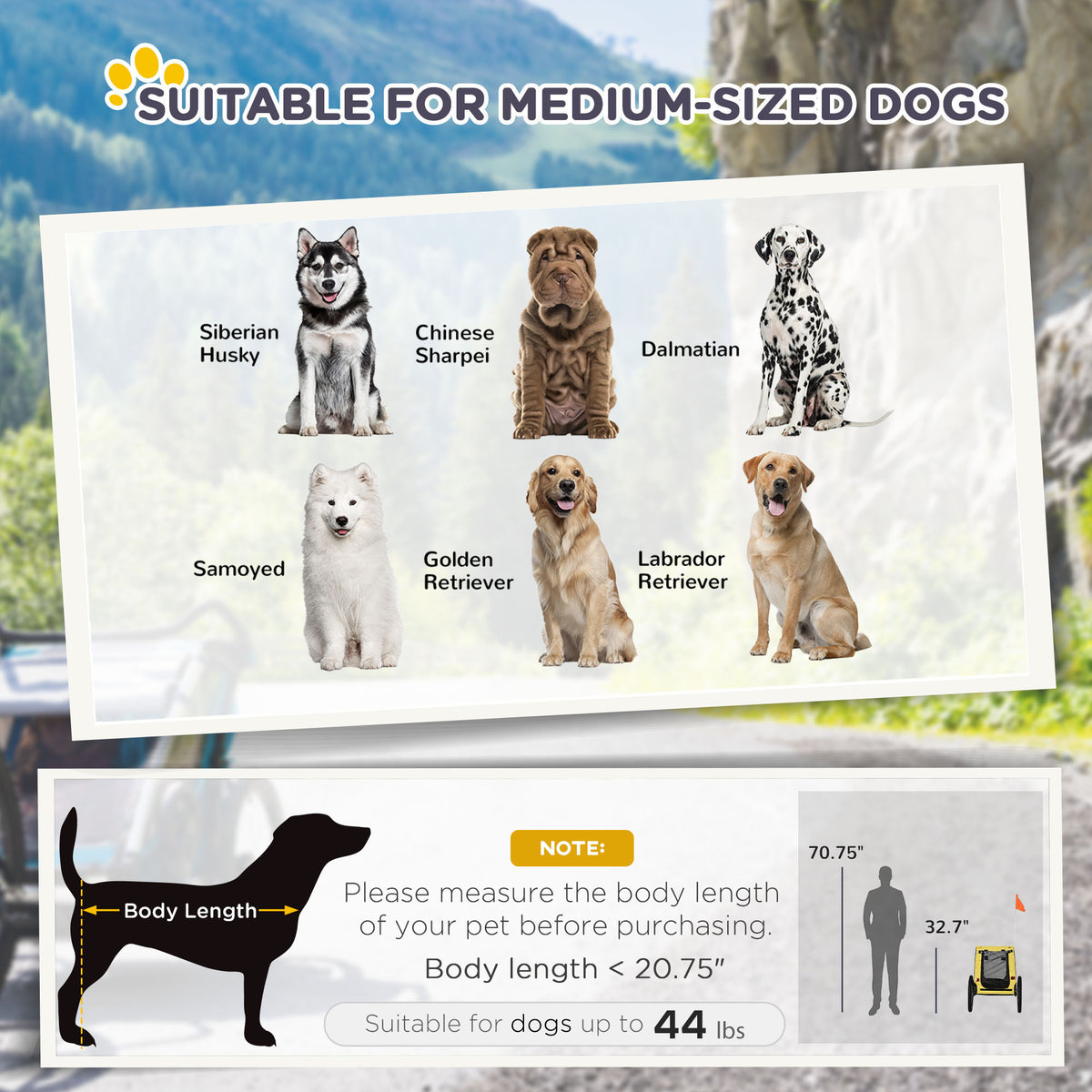 Dog Bike Trailer Foldable Pet Bicycle Trailer for Medium Dogs