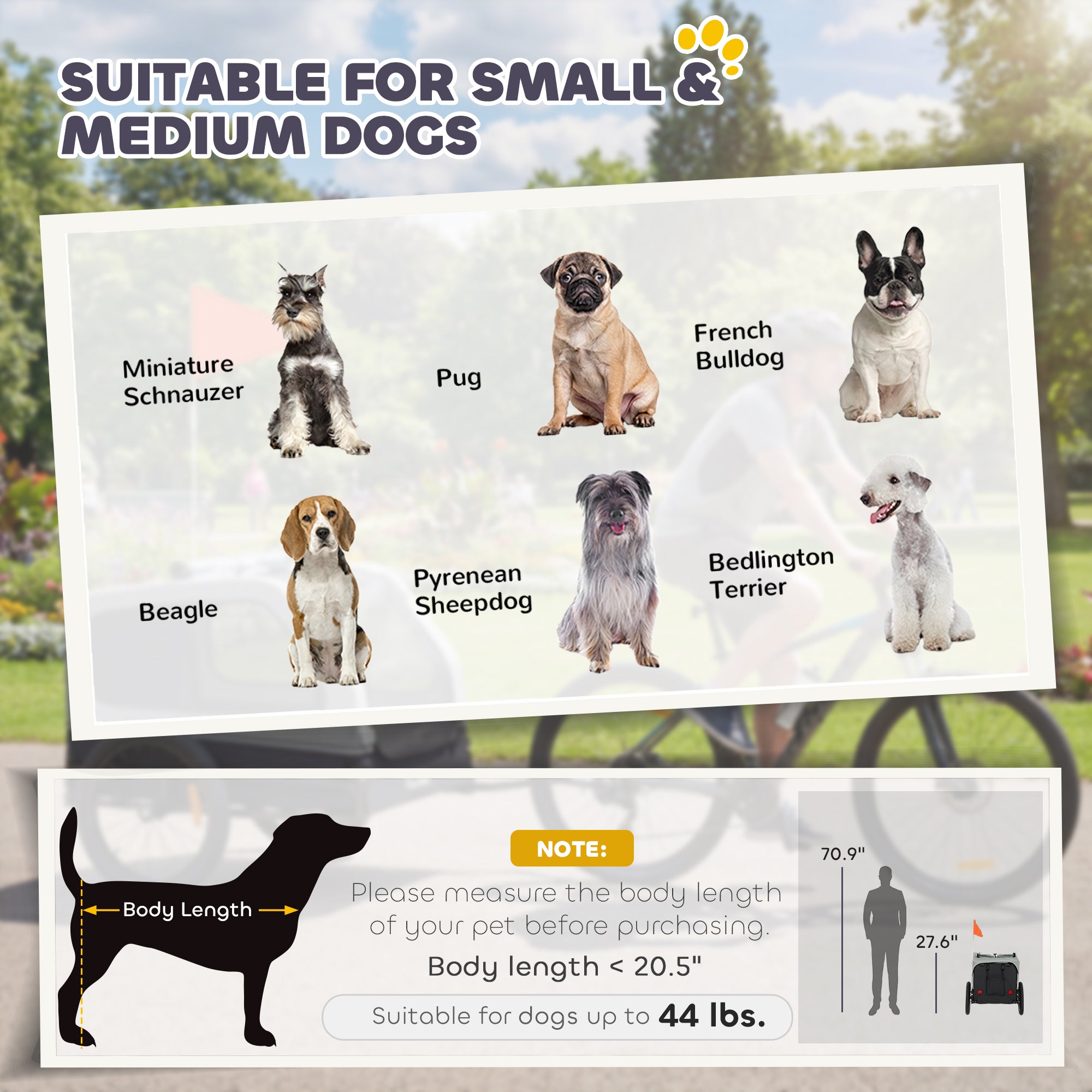 Dog Bike Trailer Foldable Pet Bicycle Trailer for Medium Dogs