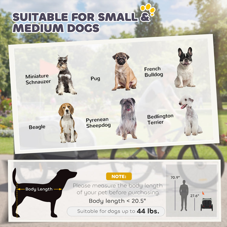 Dog Bike Trailer Foldable Pet Bicycle Trailer for Medium Dogs